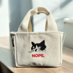 고양이 자수  미니 토트백