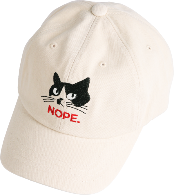 고양이 NOPE 자수 볼캡 모자